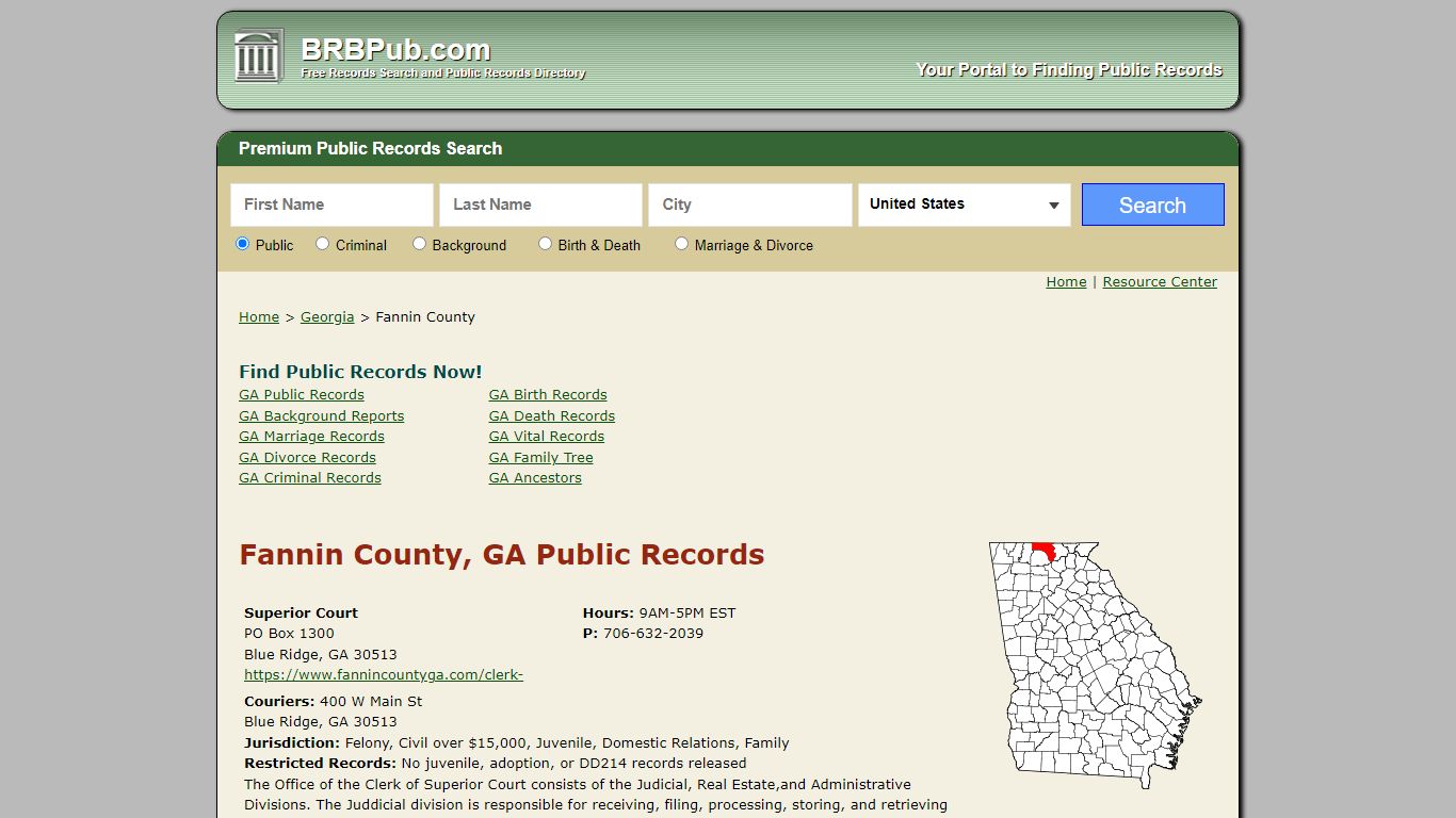 Fannin County Public Records | Search Georgia Government ...